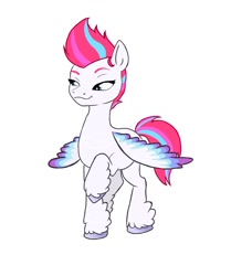 Size: 1168x1399 | Tagged: safe, artist:cvdske, zipp storm, pegasus, pony, g5, female, mare, raised hoof, simple background, solo, spread wings, unshorn fetlocks, vector, white background, wings
