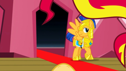 Size: 1280x720 | Tagged: safe, artist:charleston-and-itchy, edit, edited screencap, screencap, flash sentry, sunset shimmer, g4, female, male, ship:flashimmer, shipping, straight