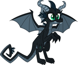 Size: 2154x1798 | Tagged: safe, artist:lightningbolt, derpibooru exclusive, oc, oc only, oc:pyrolysis, dragon, g4, .svg available, claws, dragon wings, fangs, fins, horns, male, scales, show accurate, simple background, slit pupils, solo, spread wings, standing, svg, tail, transparent background, vector, wings