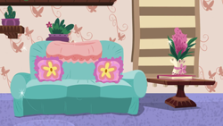 Size: 1280x720 | Tagged: source needed, safe, screencap, discordant harmony, g4, season 7, background, couch, discord's house, liminal space, no pony, plant, scenic ponyville
