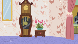 Size: 1280x720 | Tagged: safe, screencap, discordant harmony, g4, background, clock, curtains, discord's house, kitchen, liminal space, mirror, no pony, scenic ponyville