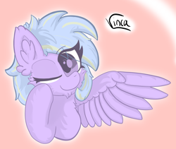 Size: 3204x2709 | Tagged: safe, artist:vinca, oc, oc only, oc:vinca aquamarine, pegasus, pony, female, high res, mare, one eye closed, solo, wings