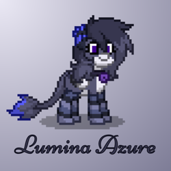 Size: 999x999 | Tagged: safe, artist:bandwidth, oc, oc only, oc:lumina azure, cat, cat pony, original species, pegasus, pony, pony town, bell, bell collar, c:, clothes, collar, glowing, smiling, sockies, socks, solo