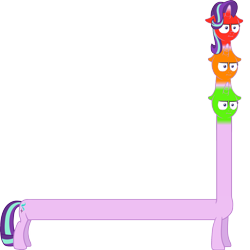Size: 2672x2672 | Tagged: safe, starlight glimmer, oc, oc:stoplong glimmer, pony, g4, :i, abomination, crossing the memes, high res, i mean i see, implied starlight glimmer, long glimmer, long pony, meme, not salmon, pun, simple background, solo, stoplight, traffic light, transparent background, wat, what has science done