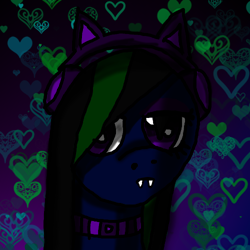 Size: 500x500 | Tagged: safe, artist:cyberothedge, oc, oc only, bat pony, pony, choker, digital art, female, goth, headphones, mare, profile picture, solo