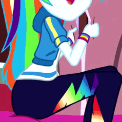 Size: 334x334 | Tagged: safe, edit, edited screencap, screencap, rainbow dash, blizzard or bust, equestria girls, equestria girls series, g4, holidays unwrapped, spoiler:eqg series (season 2), animated, athletic legs, clothes, cropped, curvy, extra thicc, female, focus on legs, gif, hip, hips, leggings, legs, pictures of butts, pictures of legs, rainbow dash's thicc ass, rainbutt dash, skintight, skintight clothes, the ass was fat, thicc legs, thicc thighs, thick