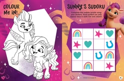 Size: 1500x990 | Tagged: safe, pipp petals, sunny starscout, zipp storm, earth pony, pegasus, pony, g5, official, coloring page, female, siblings, sisters, sudoku