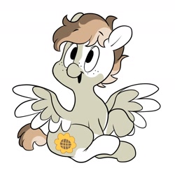 Size: 1800x1800 | Tagged: safe, artist:ruri0824tby, oc, oc only, oc:sunrich maron, pegasus, pony, coat markings, commission, female, freckles, mare, simple background, solo, spread wings, white background, wings
