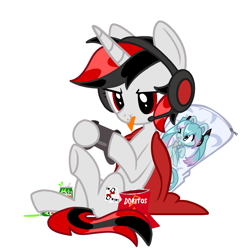 Size: 2619x2619 | Tagged: safe, artist:blurry-kun, kotobukiya, oc, oc only, oc:blackjack, pony, unicorn, fallout equestria, fallout equestria: project horizons, body pillow, chips, commission, controller, cute, doritos, eating, female, food, gaming, gaming headset, hatsune miku, headset, herbivore, high res, horn, kotobukiya hatsune miku pony, mare, mountain dew, ponified, simple background, soda can, solo, transparent background, unicorn oc, vocaloid, ych result