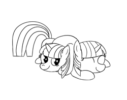 Size: 1461x1150 | Tagged: safe, artist:librarylonging, twilight sparkle, pony, unicorn, g4, black and white, clone, grayscale, lineart, lying down, lying on top of someone, monochrome