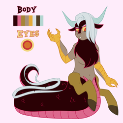 Size: 1100x1100 | Tagged: safe, artist:enigmadoodles, oc, oc only, hybrid, female, interspecies offspring, magical gay spawn, offspring, parent:discord, parent:lord tirek, parents:tirekcord, solo