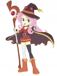Size: 1402x1866 | Tagged: safe, artist:ztaroth, fluttershy, equestria girls, g4, anime, clothes, cosplay, costume, crossover, konosuba, megumin, solo