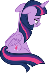 Size: 3000x4520 | Tagged: safe, artist:cloudy glow, twilight sparkle, alicorn, pony, g4, the ending of the end, .ai available, female, floppy ears, high res, mare, sad, simple background, sitting, solo, transparent background, twilight sparkle (alicorn), vector