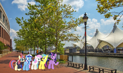 Size: 1920x1143 | Tagged: safe, artist:andoanimalia, artist:magister39, artist:tardifice, lemon hearts, minuette, moondancer, twilight sparkle, twinkleshine, alicorn, pony, unicorn, g4, baltimore, female, irl, mare, maryland, photo, ponies in real life, story included, twilight sparkle (alicorn)