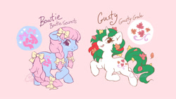 Size: 1200x675 | Tagged: safe, artist:celesse, bow tie (g1), gusty, earth pony, pony, g1, female, redesign, simple background