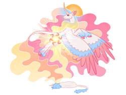 Size: 1280x960 | Tagged: safe, artist:s0ftserve, princess celestia, alicorn, pony, g4, alternate design, alternate hairstyle, ethereal mane, ethereal tail, ethereal wings, headcanon in the description, simple background, solo, story included, transparent background, wings