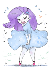 Size: 2480x3508 | Tagged: safe, artist:fuyugi, rarity, equestria girls, g4, ><, blushing, clothes, cute, dress, dress lift, eyes closed, female, high res, marilyn monroe, movie reference, open mouth, raribetes, solo, the seven year itch, wind