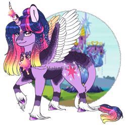 Size: 871x864 | Tagged: safe, artist:malinraf1615, twilight sparkle, alicorn, pony, g4, alternate design, colored wings, multicolored wings, solo, twilight sparkle (alicorn), wings