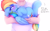 Size: 3500x2200 | Tagged: safe, artist:heavymetalbronyyeah, edit, rainbow dash, human, pegasus, pony, g4, backwards cutie mark, bedroom eyes, blushing, clothes, cute, dashabetes, dialogue, duo, female, floppy ears, folded wings, grin, heart, heart eyes, high res, holding a pony, imminent petting, lip bite, mare, nose wrinkle, purring, sfw edit, shirt, size difference, smiling, wingding eyes, wings