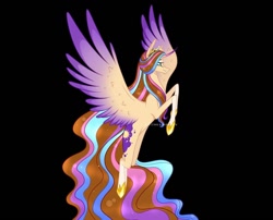 Size: 1080x872 | Tagged: safe, alternate version, artist:sia.brony, oc, oc only, oc:sia, alicorn, pony, alicorn oc, background removed, black background, female, flying, hoof shoes, horn, mare, simple background, smiling, solo, two toned wings, wings