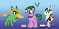 Size: 1000x500 | Tagged: safe, artist:fermin-tenava, oc, earth pony, original species, pony, unicorn, cutie mark, genderfluid, genderqueer, nonbinary, pride, pride flag, transgender, transgender pride flag