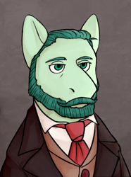 Size: 520x700 | Tagged: safe, artist:bunnyshrubby, oc, oc only, oc:grand cru, earth pony, pony, equestria at war mod, clothes, facial hair, moustache, necktie, suit