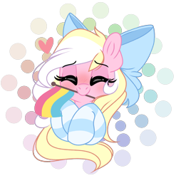 Size: 2859x2896 | Tagged: safe, artist:emberslament, oc, oc only, oc:bay breeze, pegasus, pony, blushing, bow, clothes, cute, eyes closed, flag, hair bow, heart eyes, high res, long mane, mouth hold, ocbetes, pansexual pride flag, pegasus oc, pride, pride flag, simple background, socks, striped socks, transparent background, wingding eyes