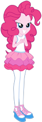 Size: 1580x4581 | Tagged: safe, artist:gmaplay, pinkie pie, equestria girls, g4, clothes, cute, diapinkes, female, grin, high res, rah rah skirt, simple background, skirt, smiling, solo, transparent background