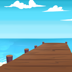 Size: 3000x3000 | Tagged: safe, artist:pizzamovies, g4, background, barely pony related, cloud, high res, no pony, ocean, pier, show accurate, water