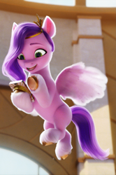 Size: 1141x1715 | Tagged: safe, screencap, pipp petals, pegasus, pony, g5, my little pony: a new generation, official, spoiler:my little pony: a new generation, 3d, adorapipp, beautiful, belly, cellphone, cute, female, from below, mare, phone, smartphone, solo