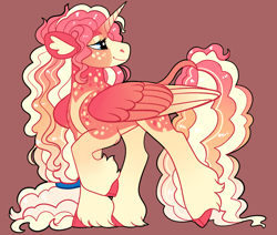 Size: 2600x2200 | Tagged: safe, artist:loryska, oc, oc only, alicorn, pony, female, high res, mare, offspring, parent:big macintosh, parent:princess cadance, parents:cadmac, simple background, solo, two toned wings, wings