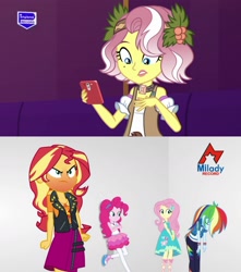Size: 1749x1975 | Tagged: safe, edit, edited screencap, screencap, fluttershy, pinkie pie, rainbow dash, sunset shimmer, vignette valencia, equestria girls, equestria girls series, g4, inclement leather, rollercoaster of friendship, spoiler:choose your own ending (season 2), spoiler:eqg series (season 2), angry, cellphone, drama, furious, inclement leather: vignette valencia, milady record, perdana record, phone, rage, rageset shimmer, red face, smartphone, trapped, white room
