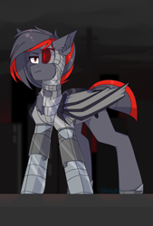 Size: 1849x2731 | Tagged: safe, artist:mediasmile666, oc, oc only, pony, artificial wings, augmented, male, mechanical wing, solo, stallion, standing, wings