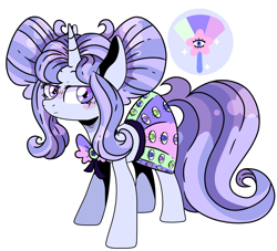 Size: 1616x1467 | Tagged: source needed, safe, artist:cherritoppu, oc, oc only, pony, unicorn, bow, clothes, dress, eye, eyes, female, frown, horn, mare, simple background, solo, unicorn oc, white background