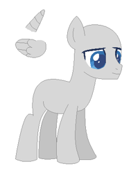 Size: 326x410 | Tagged: safe, artist:somecoconut, oc, oc only, earth pony, pony, bald, base, earth pony oc, horn, male, simple background, smiling, solo, stallion, white background, wings