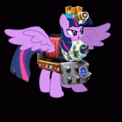 Size: 3464x3464 | Tagged: safe, twilight sparkle, alicorn, pony, g4, black background, clash royale, element of generosity, element of honesty, element of kindness, element of laughter, element of loyalty, element of magic, elements of harmony, female, high res, mare, princess wehrmacht, simple background, sparky (clash royale), the legendary card, twilight sparkle (alicorn), twilight sparky