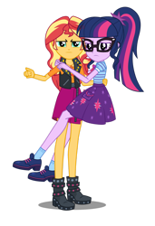 Size: 1280x1870 | Tagged: safe, artist:jcpreactyt, sci-twi, sunset shimmer, twilight sparkle, equestria girls, g4, female, geode of empathy, geode of telekinesis, glasses, lesbian, magical geodes, ship:sci-twishimmer, ship:sunsetsparkle, shipping, simple background, transparent background, watermark