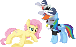 Size: 1138x702 | Tagged: safe, artist:cyanlightning, angel bunny, fluttershy, rainbow dash, pegasus, pony, rabbit, g4, angelbetes, animal, blowing whistle, clothes, coach, coach angel bunny, coach rainbow dash, coaching cap, coaching whistle, commission, cute, dashabetes, exercise, female, male, mare, one eye closed, puffy cheeks, push-ups, rainblow dash, rainbow dashs coaching whistle, red face, shirt, shyabetes, sweat, that bunny sure does love whistles, that pony sure does love whistles, training, whistle, whistle necklace, whistle thief, wing-ups, wink