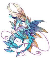 Size: 2165x2770 | Tagged: safe, artist:taiga-blackfield, oc, oc only, hybrid, merpony, seapony (g4), bubble, fish tail, flowing tail, high res, horn, horns, jewelry, necklace, simple background, smiling, solo, tail, transparent background