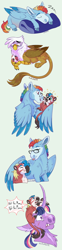 Size: 1500x6053 | Tagged: safe, artist:owlcoholik, gilda, rainbow dash, twilight sparkle, oc, oc:heathcliff, alicorn, griffon, hippogriff, pony, g4, egg, glasses, interspecies offspring, magical lesbian spawn, offspring, parent:gilda, parent:rainbow dash, parents:gildash, pregnant, twilight sparkle (alicorn)