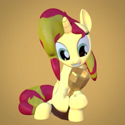Size: 4000x4000 | Tagged: safe, artist:wissle, sunset shimmer, pony, unicorn, g4, 3d, absurd resolution, atg 2021, blender, cup, female, goblet, gold, mare, newbie artist training grounds, simple background, solo