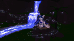 Size: 1280x720 | Tagged: safe, artist:pianoboi, oc, oc only, oc:waterdrop, pony, animated, gif, night, river, solo, water, waterfall