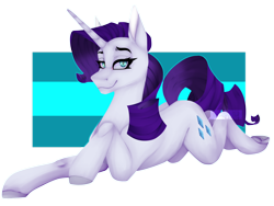 Size: 1280x960 | Tagged: safe, artist:digisketchpad, rarity, pony, unicorn, g4, blue eyes, blue mane, blue tail, eyelashes, female, horn, looking at you, lying down, prone, signature, simple background, smiling, solo, tail, transparent background, watermark