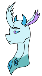 Size: 1831x3284 | Tagged: safe, artist:agdapl, changedling, changeling, bust, changedlingified, curved, horns, medic, medic (tf2), simple background, smiling, solo, species swap, team fortress 2, transparent background