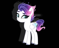 Size: 1080x877 | Tagged: safe, artist:sia.brony, oc, oc only, pegasus, pony, black background, colored hooves, ethereal mane, eyeliner, female, makeup, mare, pegasus oc, simple background, sitting, solo, starry mane, wings