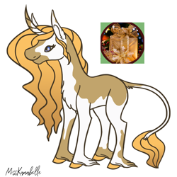Size: 1106x1107 | Tagged: safe, artist:misskanabelle, oc, oc only, pony, unicorn, chest fluff, curved horn, ear fluff, female, hoof fluff, horn, leonine tail, mare, signature, simple background, solo, unicorn oc, white background