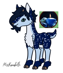 Size: 954x1104 | Tagged: safe, artist:misskanabelle, oc, oc only, deer, reindeer, candle, chest fluff, cloven hooves, feathered fetlocks, female, signature, simple background, smiling, solo, white background