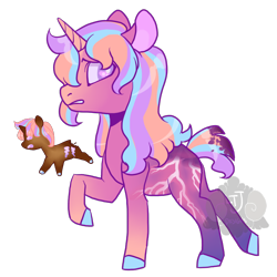 Size: 800x800 | Tagged: safe, artist:lavvythejackalope, oc, oc only, food pony, pony, unicorn, colored hooves, duo, female, food, horn, mare, ponified, raised hoof, simple background, transparent background, unicorn oc