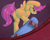 Size: 1000x805 | Tagged: safe, artist:llametsul, scootaloo, pegasus, pony, g4, atg 2021, butt, featureless crotch, female, lineless, mare, newbie artist training grounds, plot, rear view, skateboard, smiling, solo, wings