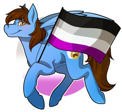 Size: 934x855 | Tagged: safe, artist:carrscrap, oc, oc only, oc:pegasusgamer, pegasus, pony, asexual pride flag, looking at you, pride, pride flag, pride month, trotting, wings